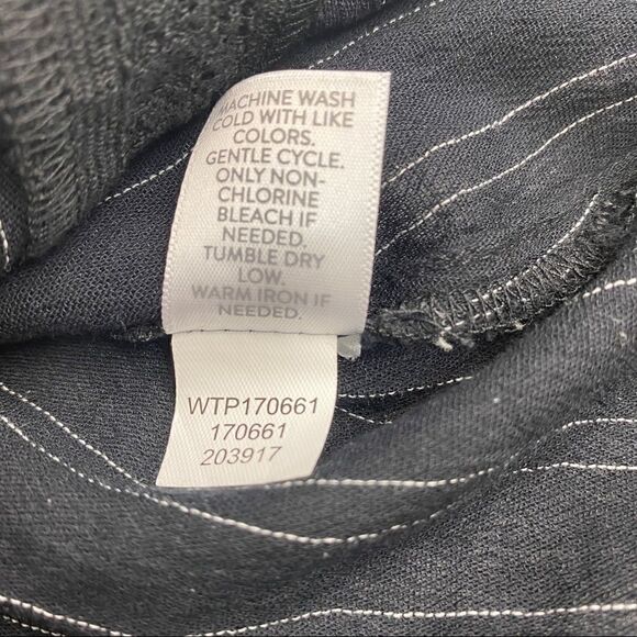 J Jill Peasant Blouse XS Black White Stripe Lace - Picture 7 of 14